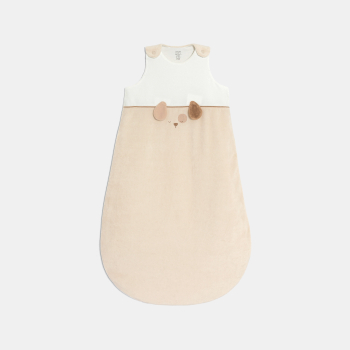 كيس نوم مخملي على شكل كلب باللون البيج للأطفال الرضع